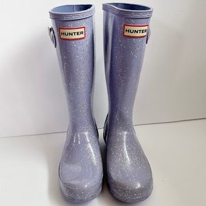 Hunter Kids Original Giant Glitter Wellington Rain Boots Purple